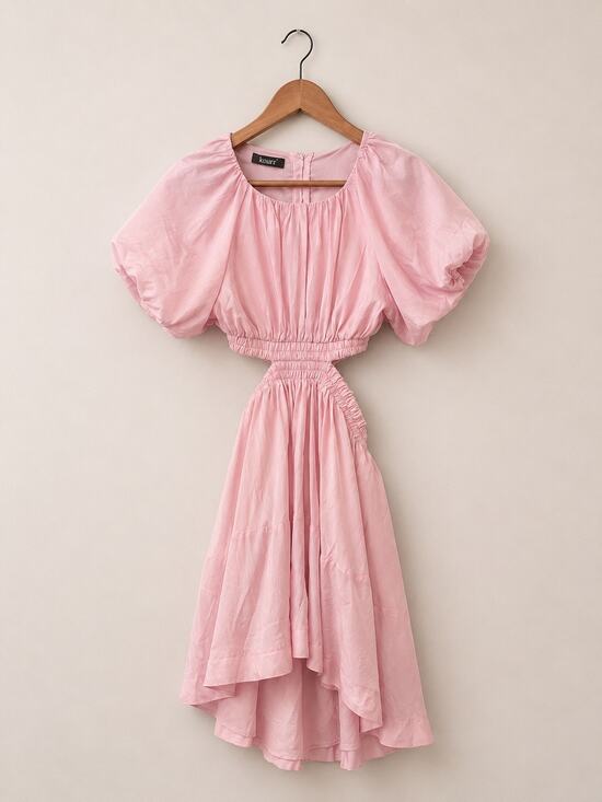 Kourt Dresses & Skirts - Kourt Pink Feminine Mini Dress Sz M Cottagecore Coquette Puff Sleeve Romantic